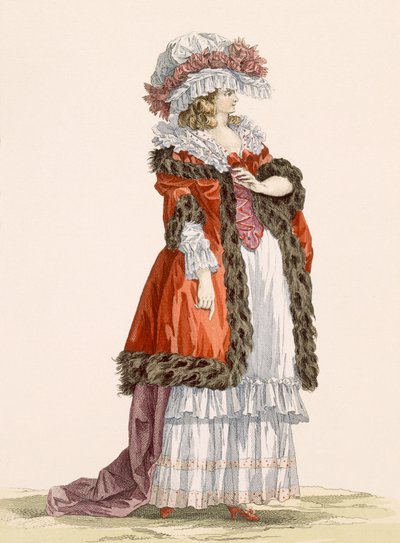 Vestido de paseo de una joven, grabado por Dupin, placa no.214 de 